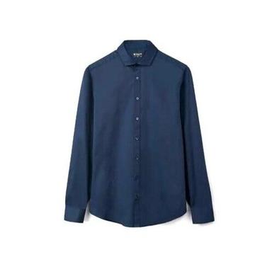 Blue Collar Neck Plain Mens Formal Shirts