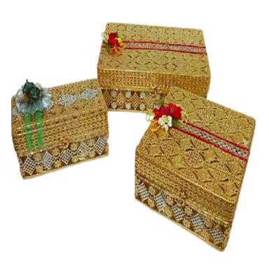 Rectangular Golden Wedding Return Gift Box Set