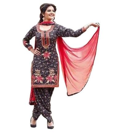 Casual Wear Regular Fit Long Sleeve U-Neck Printed Stitched Ladies Punjabi Salwar Suits