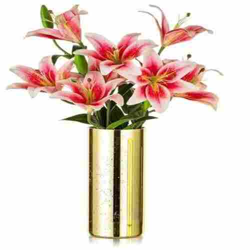 Golden Decorative Glass Cylinder Vase