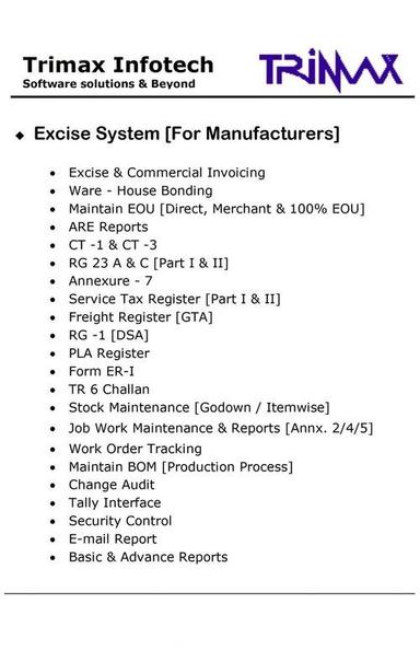 Excise Manufacturers System