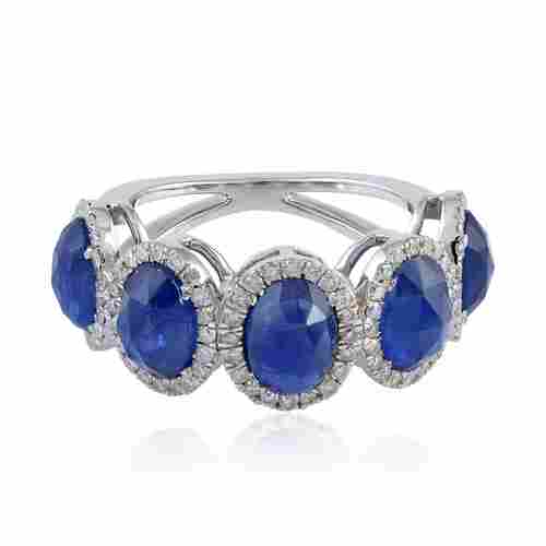 Sapphire Gemstone Diamond Band Rings Jewelry