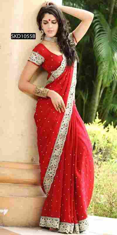 Appealing Reddish Maroon Sari