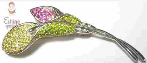 Shinning White Rhodium Plated Brass CZ Lily brooch With Colorful CZ Stones