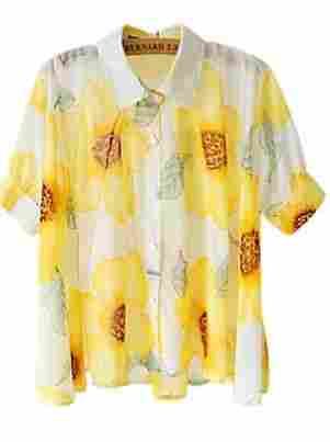 Yellow Flower Pattern Casual Shirt
