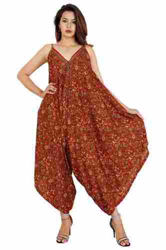 Jumpsuit Maroon Printed Woman Long Maxi Dress