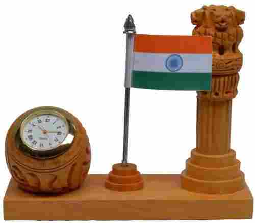 Wooden Watch With Flag And Ashok Stambha