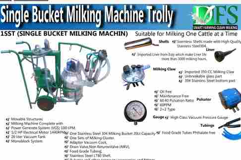 Single Bucket Milking Machine Trolly