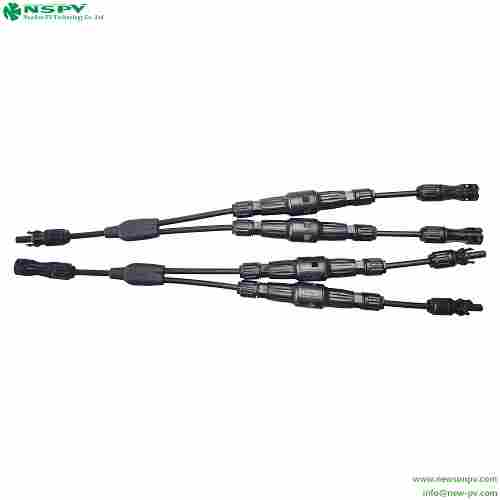1500V Solar Cable Assembly With DC Fuse Connector 2 to 1 Y Branch Parallel Cable Connector