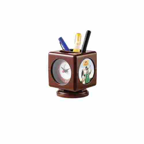 Table Clock With Revolving Pen Stand