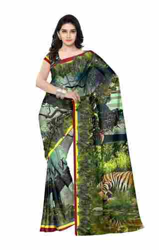 Digital Printed Pure Silk Hand Loom Saree