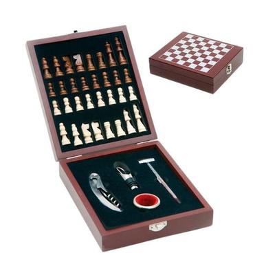Square Brown Bar Set Wooden Chess