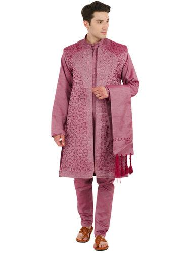 Multi Color Casual Wear Mens Designer Kurta Pajama Sets For Mens With Cotton Silk Material
