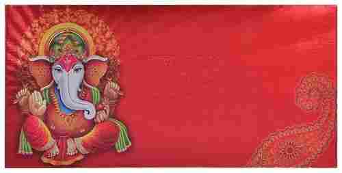 Red Color Printed Greeting Card For Marriage Invitation Card, (7.5 Inches X 3.8 Inches)