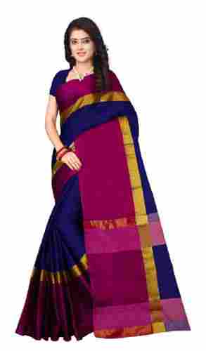 Comfortable And Breathable Daily Wear Plain Soft Cotton Silk Saree For Women 