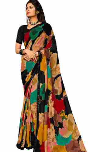 Washable And Comfortable Party Wear Printed Soft Silk Georgette Sarees For Women 