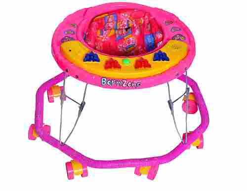 Durable Sturdy Non Slip Rubber Wheels And Plastic Material Pink Color Baby Walker For 2 To 5 Years Baby 