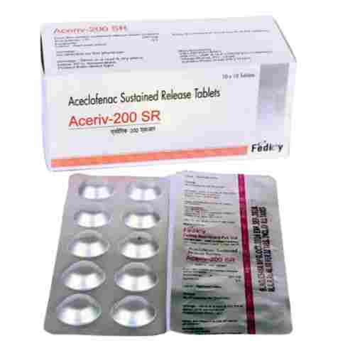 Aceriv-200 Sr Aceclofenac Tablets 200mg Pack Of 10 X 10 Tablets 