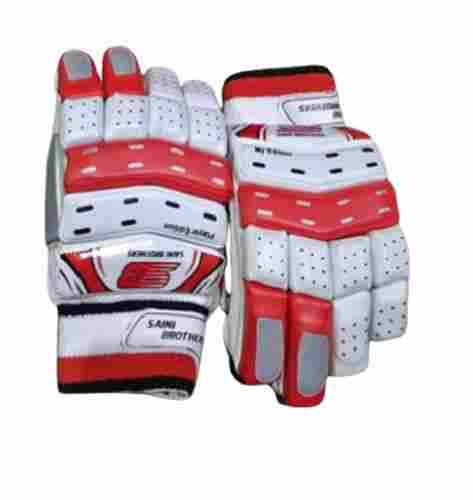Red And White Color Velcro Cricket Batting Gloves Polyurethane Material For Outdoor Sports