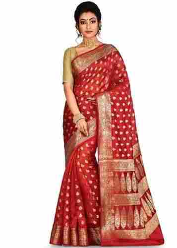 Party Wear Red Banarasi Silk Saree