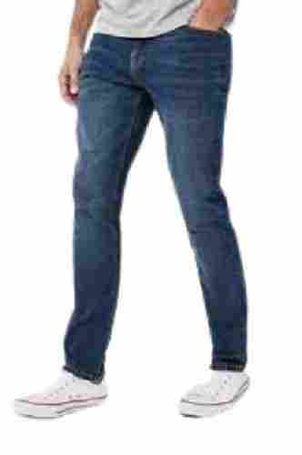 Mens Causal Wear Plain Dyed Dark Blue Jeans