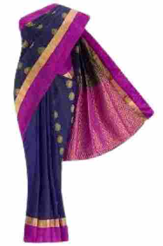 Ladies Navy Blue With Purple Festive Wear Art Silk Sarees