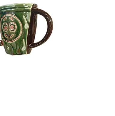 Green  Printed Flat Surface Finish Ceramic Beautiful Coffee Mug