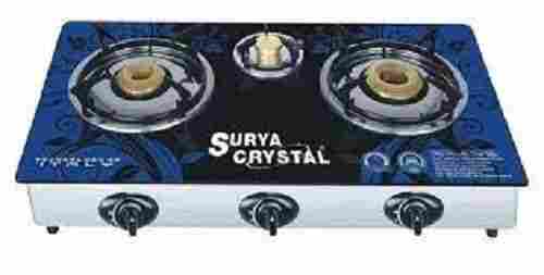 Toughened Glass Top Surya Crystal 3 Burner Automatic Gas Stove
