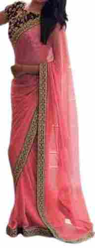 Ladies Embroidered Traditional Wear Georgette Saree With Blouse Piece