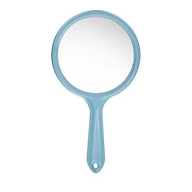 White Sky Blue Light Weight And Durable Round Plastic Single Sided Hand Mirror