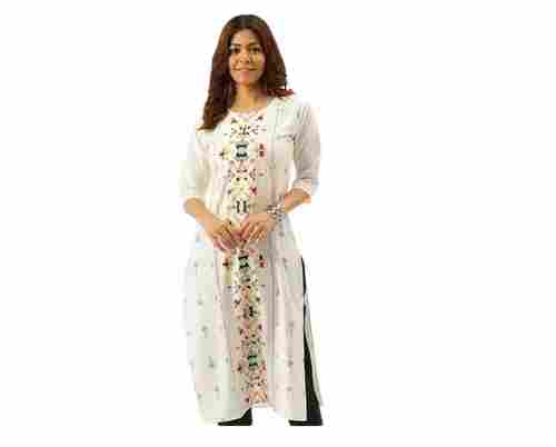 Breathable And Washable 3/4th Sleeves Printed Daily Wear Cotton Suit For Ladies