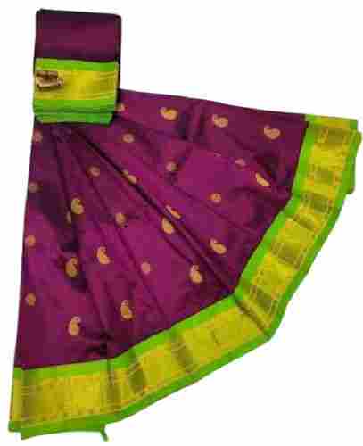 Washable And Breathable Traditional Wear Zari Work Cotton Silk Saree For Ladies 