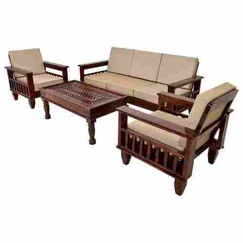 Comfortable Strong Easy To Clean Five Seater Brown Wooden Five Seater Chesham Wooden Sofa Set 