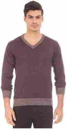 Mens V Neck Long Sleeve Casual Wear Plain Woolen Sweaters