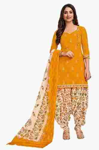 3/4 Sleeve Washable And Stylish Casual Wear Printed Soft Cotton Suit With Dupatta