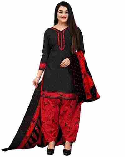 Breathable Skin Friendly 3/4 Sleeves Printed Cotton Salwar Suits For Ladies
