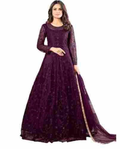 Long Sleeves Round Neck Satin And Net Embroidered Bridal Wear For Ladies 