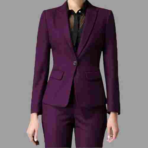 Ladies Plain Purple Full Sleeve Breathable Cotton Formal Blazer