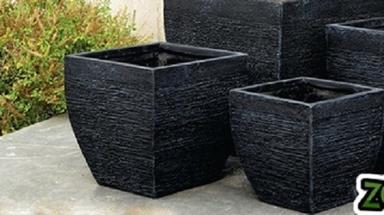 Plain Black Color Decorative Stone Finish Planter Pots