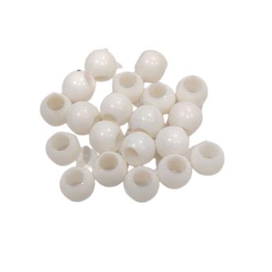 White 15 Mm Round Light Weight Polished Finish Solid Acrylic Beads 