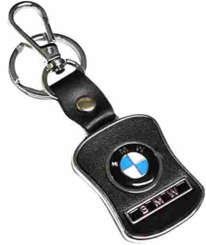 Corrosion Resistant Metal And Leather Car Key Chain With Hook