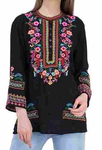 Ethnic Wear Breathable Cotton Designer Embroidered Full Sleeves Ladies Kurti