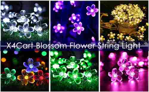 X4cart Blossom Silicone Flower Fairy String Lights, 16 Led 3 Meter Series Lights For Festival Home Decoration, Indoor Outdoor Decoration In Wedding, Party (Assorted, Pack Of 1)(Made In India)
