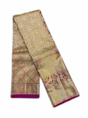 Ladies Traditional Wear Golden Printed Silk Bridal Sarees