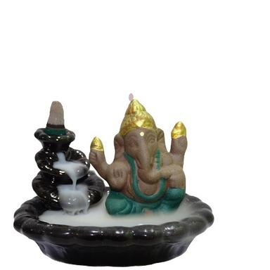 New Ceramic Boat With Ganesha Black Back Flow Smoke Fountain  Size: 3 * 5 Inch