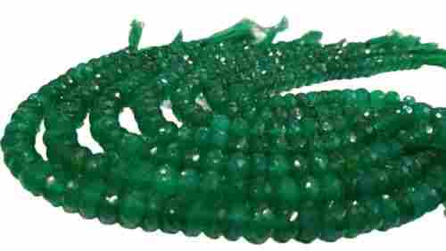 Natural Green Onyx Rondelle Faceted Gemstone Beads - 8mm