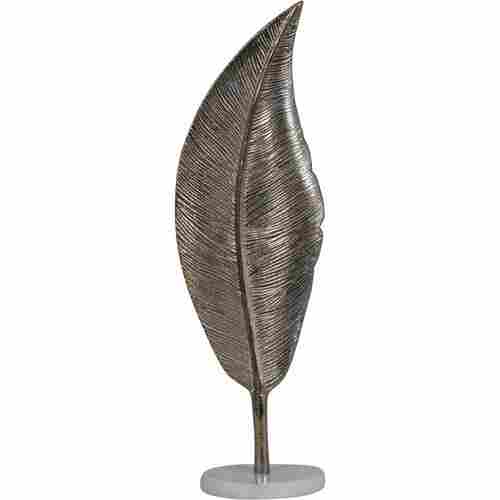 Nickel Plated Finished Table Top Aluminum Leaf Sculpture with Marble Base for Living Room