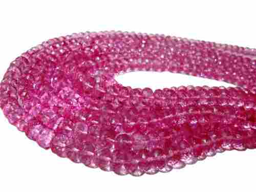 Natural Topaz Pink Rondelle Faceted Gemstone Beads