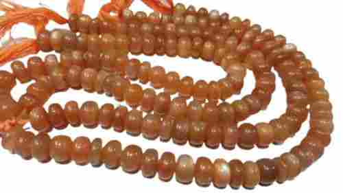 Natural Peach Moonstone Plain Smooth Rondelle Shape Beads - 8mm