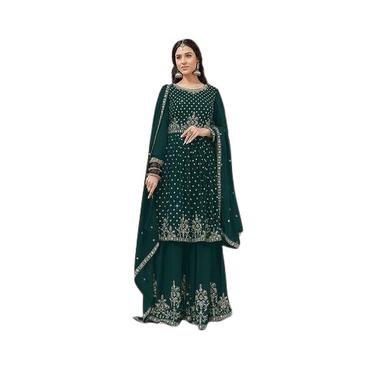 Green Ladies Embroidered Palazzo Salwar Suit